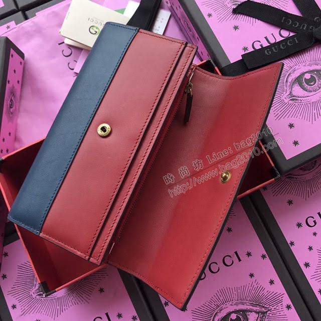 Gucci錢包 古馳新款原單Sylvie全拉鏈式皮夾 玫瑰花刺繡 Gucci長錢包 476083玫瑰花白全皮  gdj1106